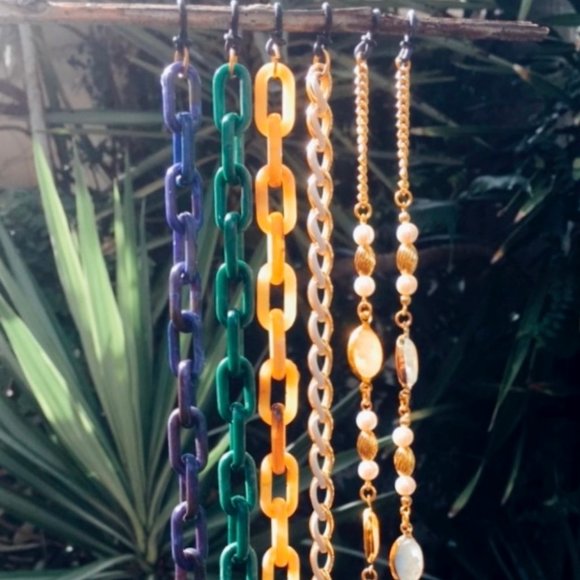 Chunky Link Glasses Chain in Blue Tortoise Shell